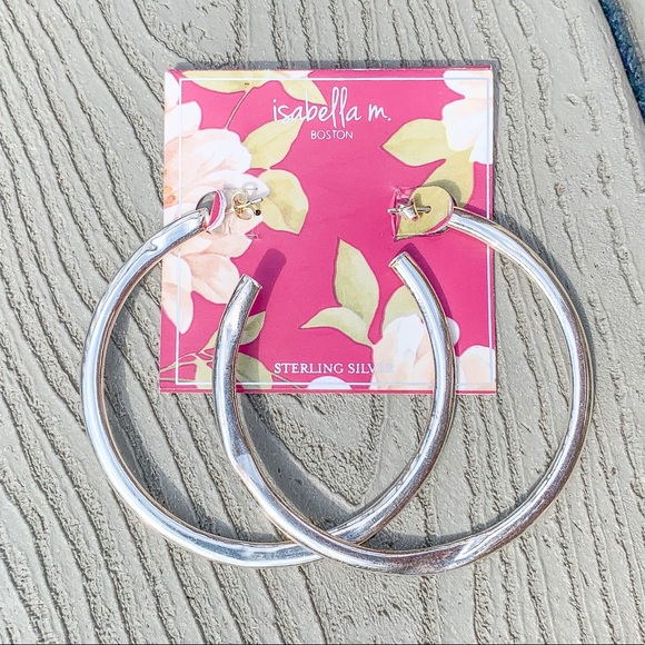 Isabella m Boston Sterling Silver Hammered Hoops - Picture 4 of 4